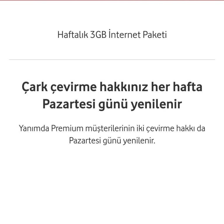 Vodafone Hediye Çarkı: Verilen İnternetin Gelmemesi