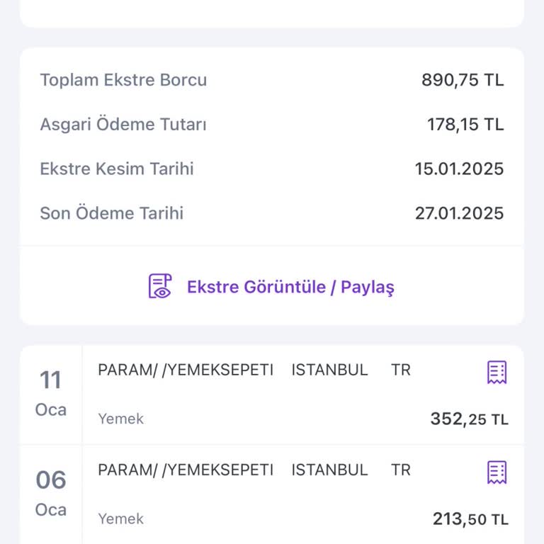 Beklenmedik Kart Ekstresi Şoku