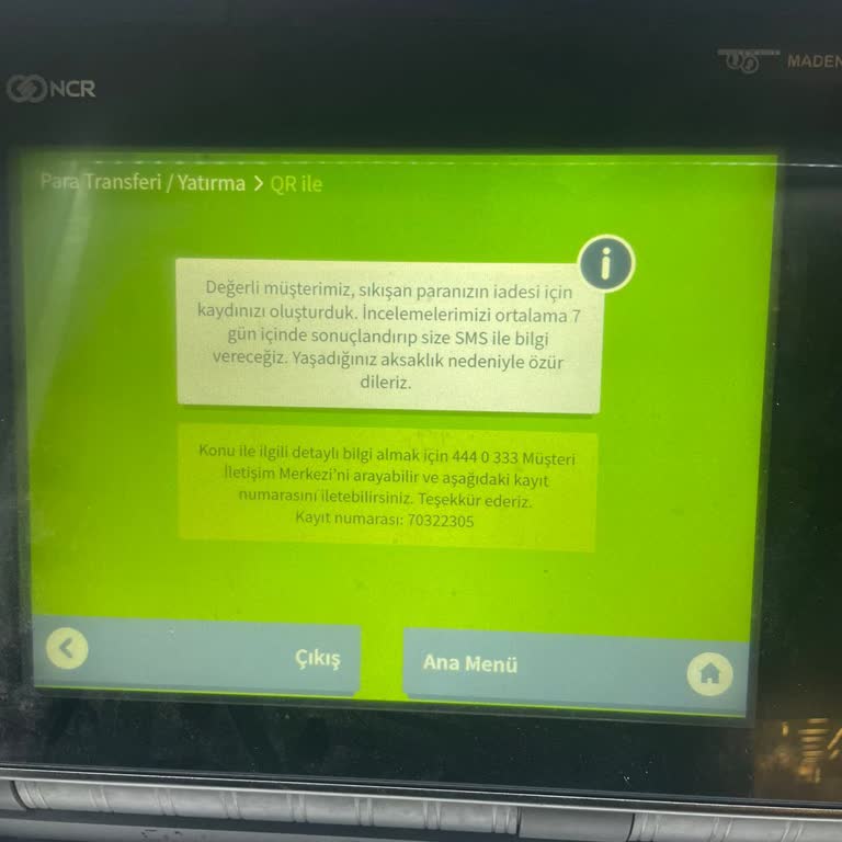 ATM Para Yatırma Sorunu Ve Eksik İade