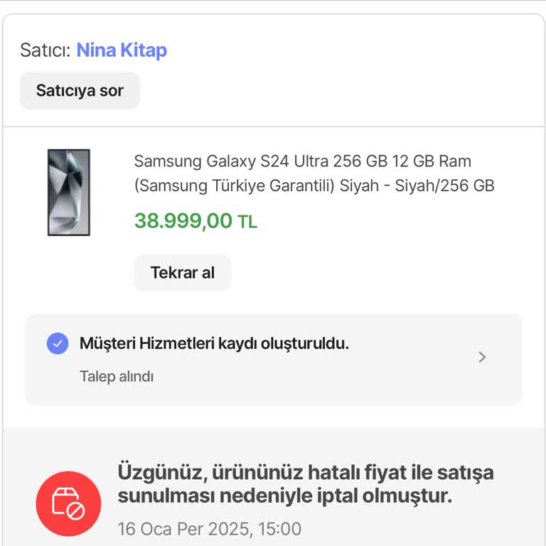 Sipariş İptali Ve Şüpheli Arama