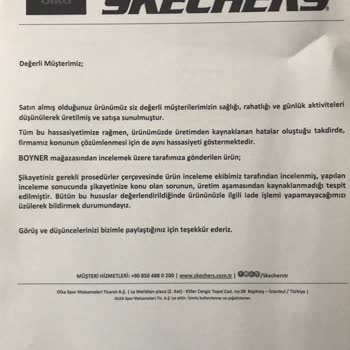 Garanti Kapsamında Olmayan Skechers Ayakkabı Açılması Sorunu