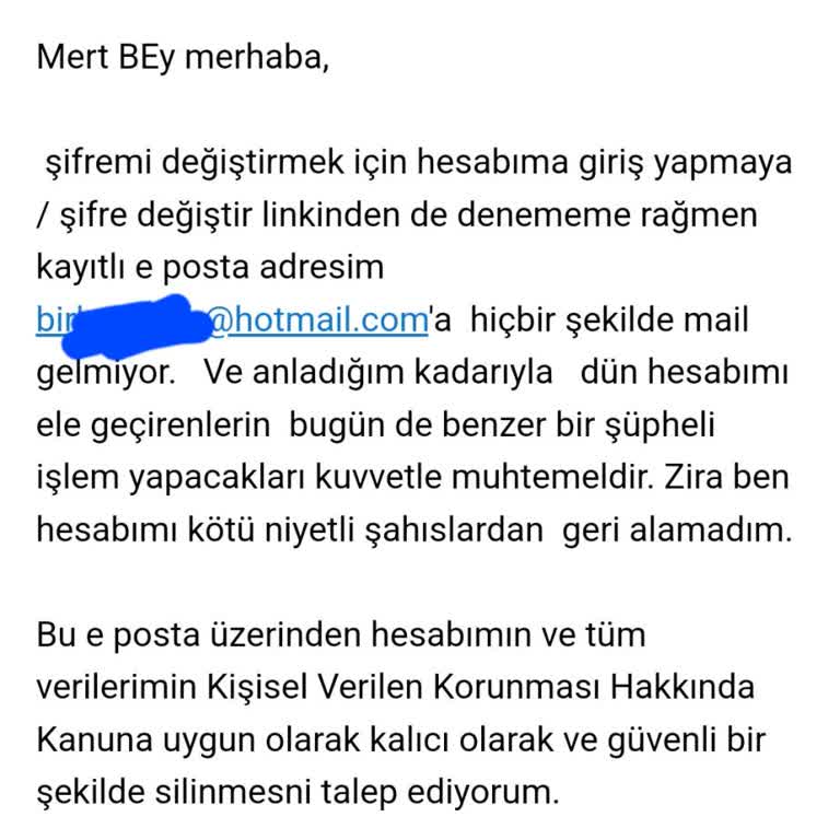 Yemeksepeti Hesabım Siber Saldırıya Uğradı Ve Destek Alamıyorum