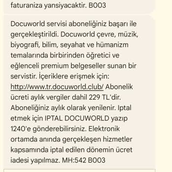 Yanlış Abonelik Ücreti Ve İptal Talebi