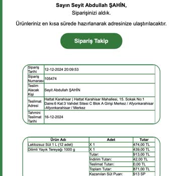 Sütaş Market Sipariş İadesi Sorunu