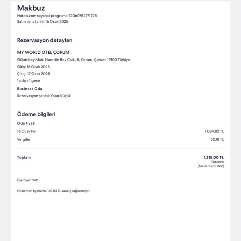 Hotels.com Üzerinden Yapılan Rezervasyonun Geçersizliği Ve Mağduriyet