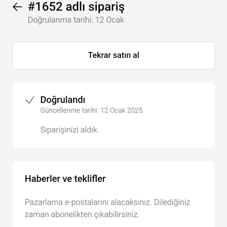 Sipariş Sonrası Sessizlik