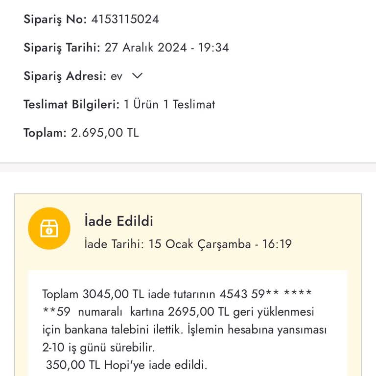 Boyner'den Sipariş İptali Ve Müşteri Hizmetleri Sorunu