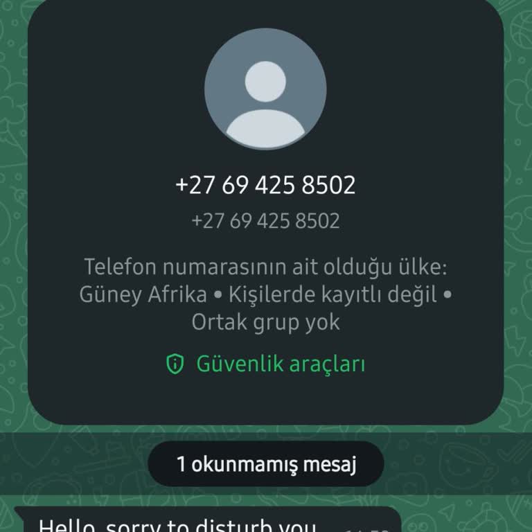 Bilinmeyen Numaradan Gelen Mesaj Ve Güvenlik Endişesi
