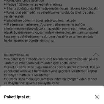 Vodafone Güvenli Depo İptalinde Sürekli Hata Mesajı
