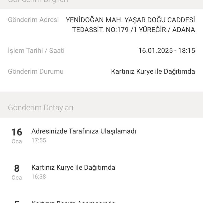 Kredi Kartı Teslimatında Ciddiyetsizlik