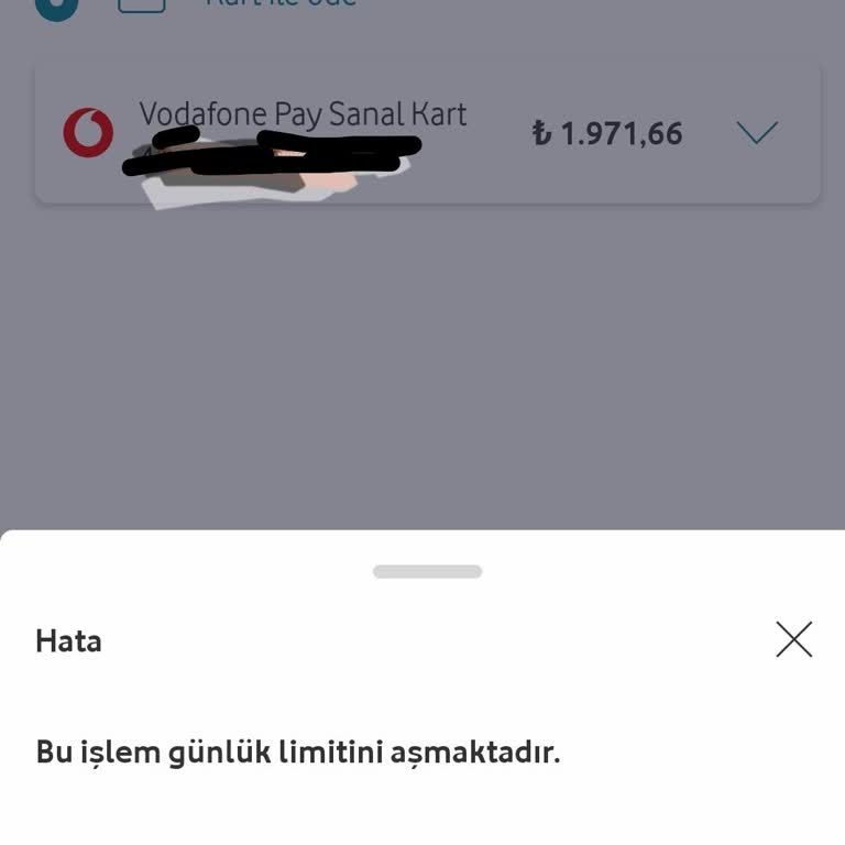 Vodafone Pay'de Günlük Limit Sorunu Ve İade Edilemeyen Bakiye