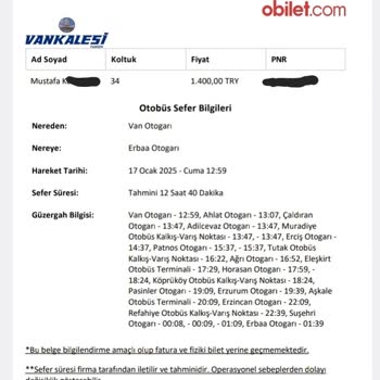 Van Kalesi Otobüs Firması İle Yaşanan Zamanlama Ve Hizmet Sorunları