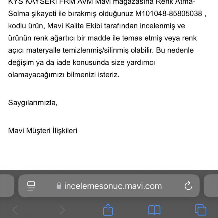 Mavi Kotlarda Renk Solması Ve Yetersiz Müşteri Hizmeti