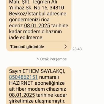 İade Edilen Modem İçin Haksız Ücret Talebi