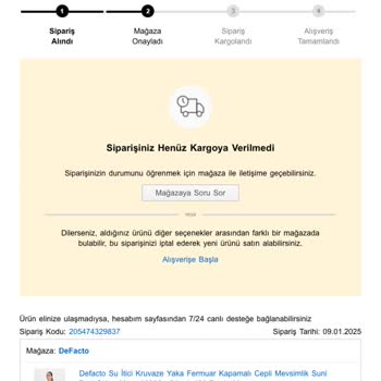 Stokta Görünen Ceketim Neden Gönderilmiyor?