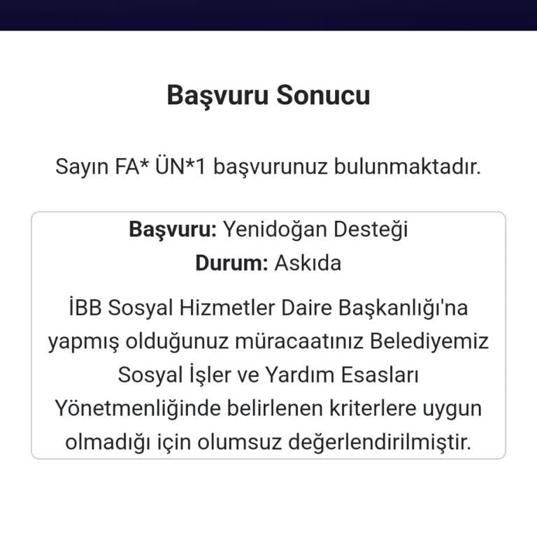 Yenidoğan Paketi Başvurusundaki Belirsizlik Ve İptal Talebi