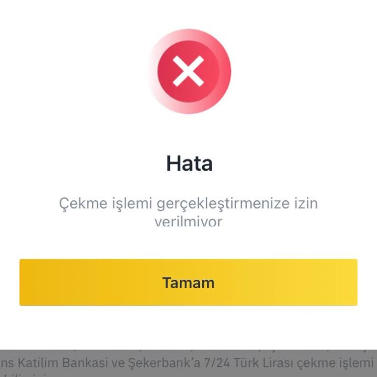 Binance TR Para Çekme Sorunu