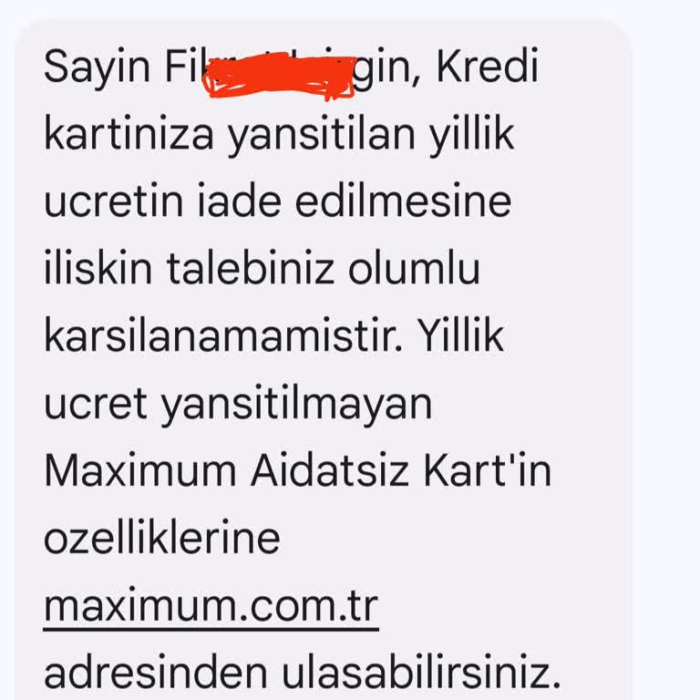 Kredi Kartı Aidatı İadesi Talebim Reddedildi