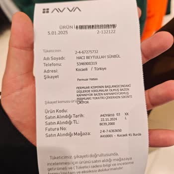 Fermuar Sorunu Ve Yetersiz Müşteri Hizmeti