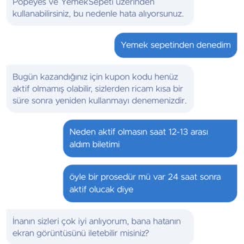 Kullanılamayan Popeyes Kuponu Sorunu