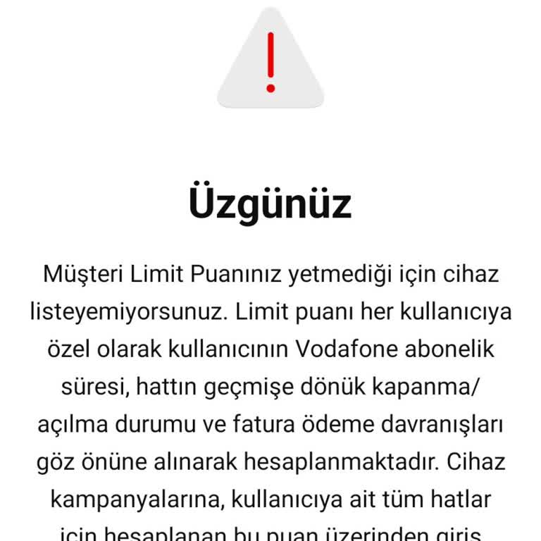 Vodafone Müşteri Puanı Sorunu