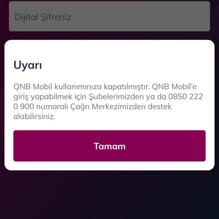 QNB Mobil Uygulama Erişim Sorunu Ve Ödeme Engeli