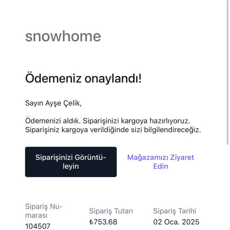 Snow Hom'dan Alışverişte Teslimat Sorunu Ve İletişim Eksikliği