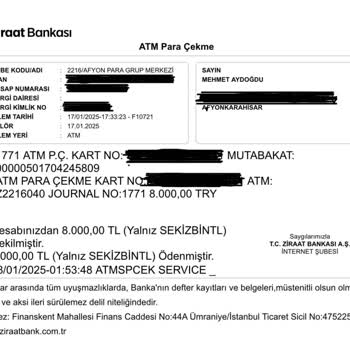 ATM Arızası Sonucu Çekilen Para Hesaba Yatmadı