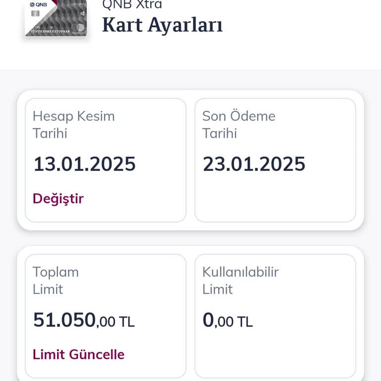 Kredi Kartı Limit Kısıtlaması Sorunu