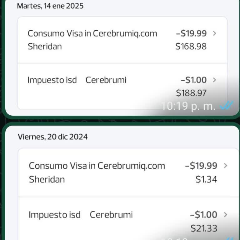 Cobros no autorizados de Cerebrum IQ, solicito reembolso