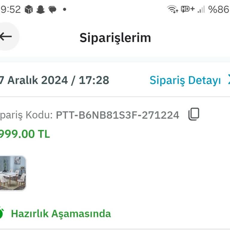 AVM'den Aldığım Yemek Masası Takımı Kargolanmıyor