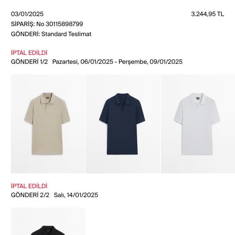 Massimo Dutti'den İptal Edilen Siparişin İadesi Yapılmıyor