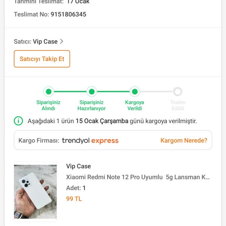 Trendyol Vipcase'den Siparişim Gelmedi