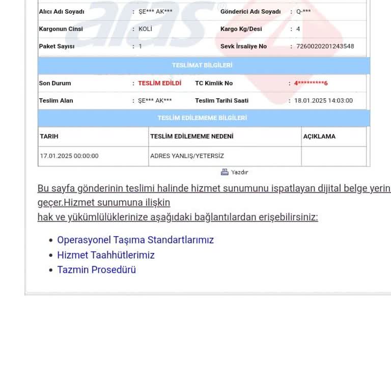 Kargo Teslimatında Adres Hatası Ve İletişim Eksikliği
