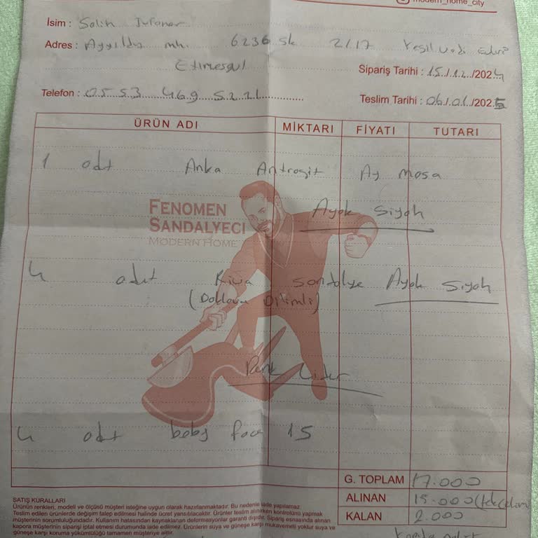Yanlış Renk Masa Teslimatı Ve İletişimsizlik Sorunu