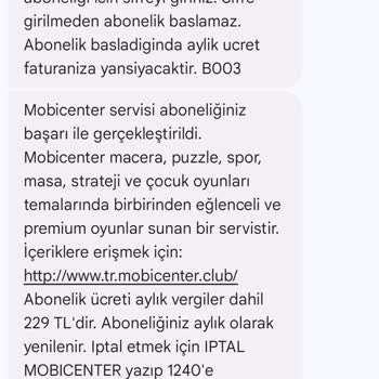 Vodafone'da İzinsiz Oyun Aboneliği Sorunu