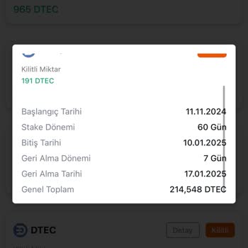 Taahhüt Edilen Tarihte Gerçekleşmeyen Dtec Stake İşlemi