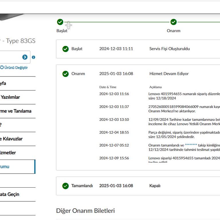 Lenovo Laptop Servis Sürecinde Yaşanan Sorunlar