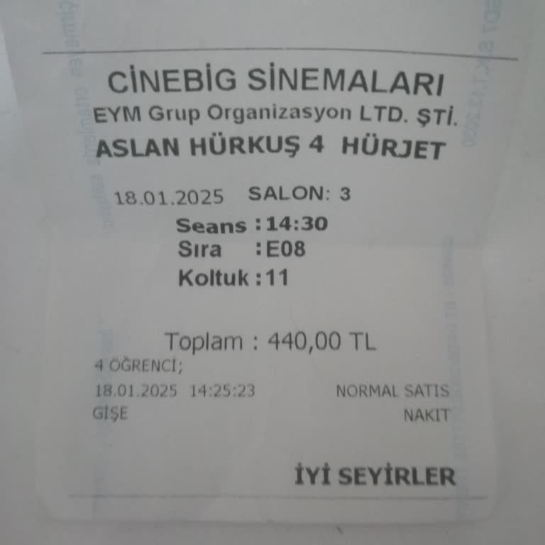 Sinema Salonunda Fiş Vermeme Sorunu
