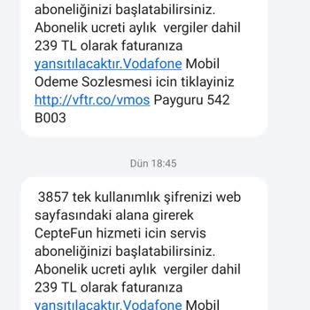 Vodafone'dan İzinsiz Abonelik Ve Yüksek Fatura Şoku