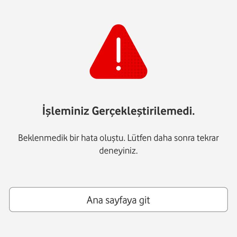 Vodafone Ödeme Sürecinde Karşılaşılan Sistem Hatası