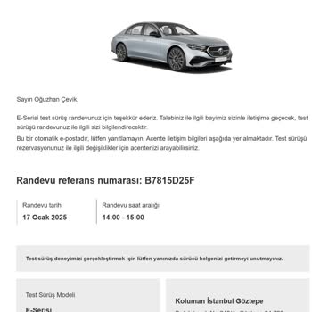 Mercedes Test Sürüşü İçin Randevu Sorunu