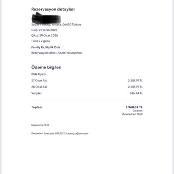 Hotels.com Overcharged My Credit Card by 210 ₺ for a 5,940 ₺ Room