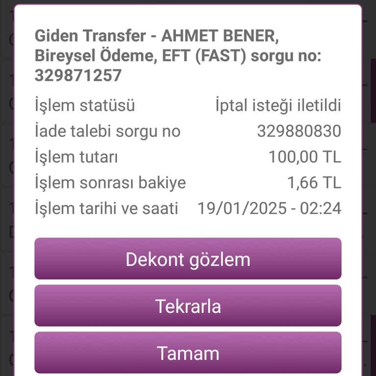 Yanlış Transfer Sonrası İade Sorunu