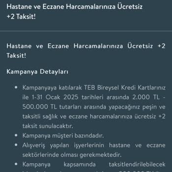 TEB Sağlık Kampanyasında Verilmeyen Artı Taksit Sözü
