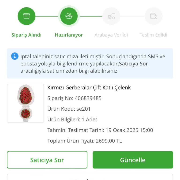Yanlış Adrese Giden Çelenk Ve İptal Sorunu