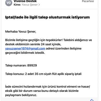 Vivense'den Aldatıcı İade Süreci Ve Gecikme