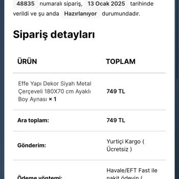 Ayna Siparişimde Yaşadığım Sorunlar Ve Para İadesi Talebi