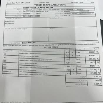 Scooter Servisinde Bilgilendirme Eksikliği Ve Yanlış Faturalama