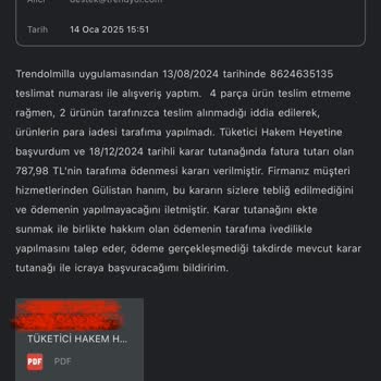 Tüketici Hakem Heyeti Kararını Yok Sayan Trendyolmilla'ya Tepki